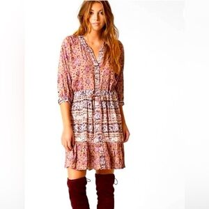 Billabong Marry Mine Floral Mixed Print Mini Boho Dress, size L